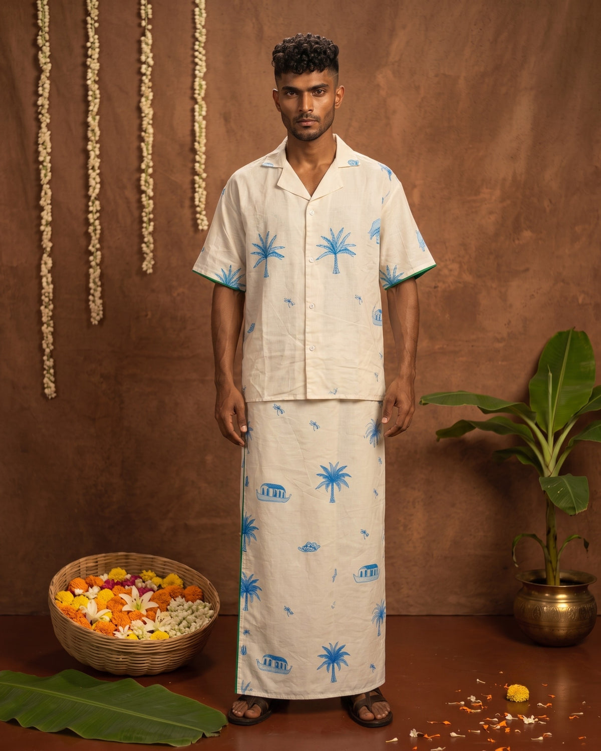 Onam Shirt & Mundu Set - White HS