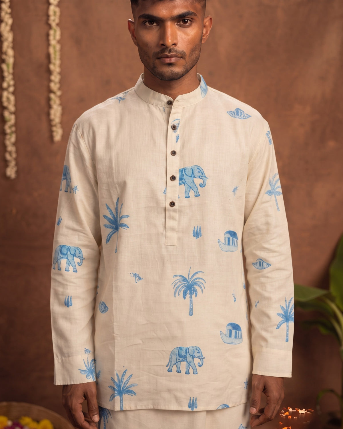 Onam Shirt & Mundu Set - White FS