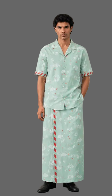 Onam Shirt & Mundu Set - Green HS