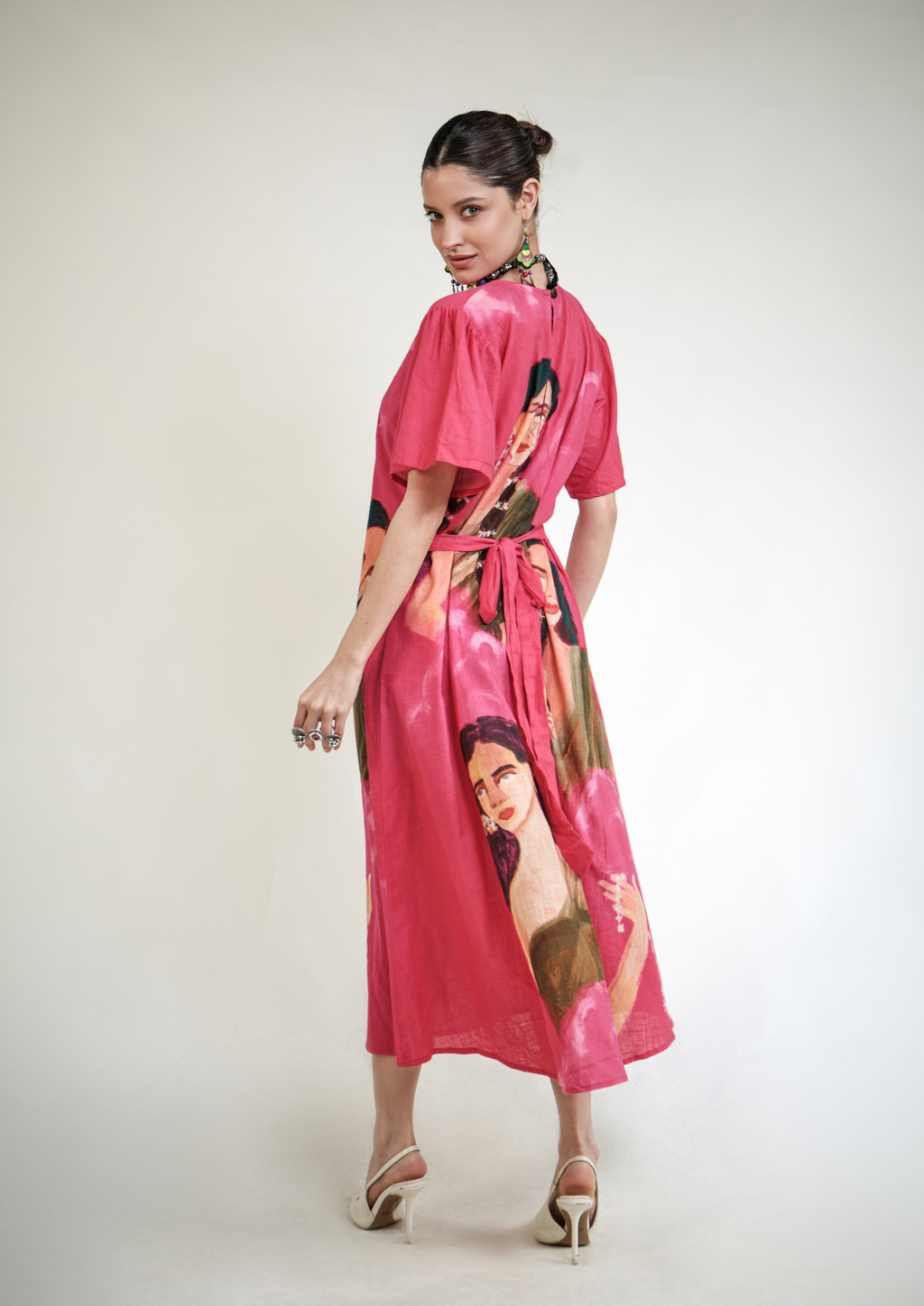 Parijatham pink dress with sleeves