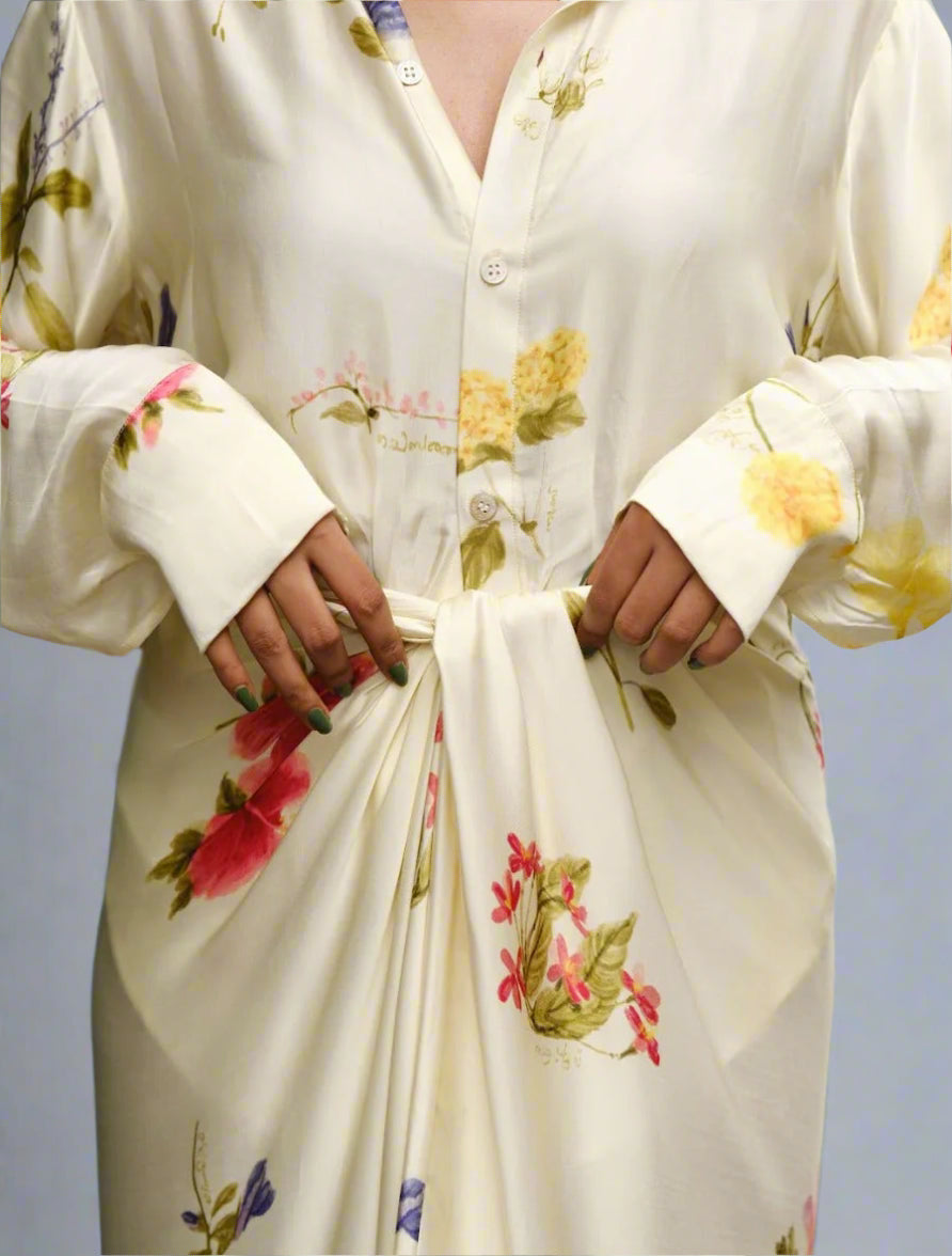 Pookkuda white drape set